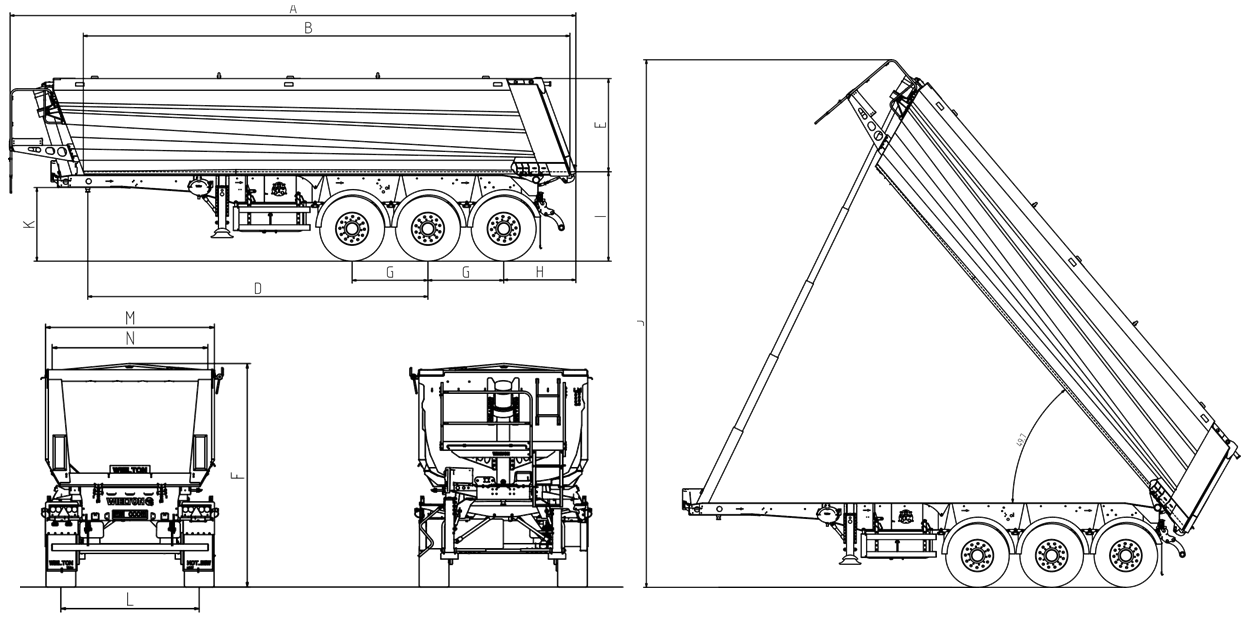 Внешняя длина. Габариты самосвального полуприцепа Велтон. Велтон полуприцеп самосвал NW 3 габариты. Полуприцеп-самосвал Wielton NW чертеж. Тонар полуприцеп самосвальный габариты.